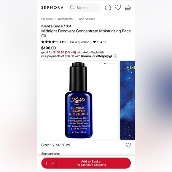 Brand New Kiehls Midnight Recovery Concentrate Face Oil 100ML $120 with tax - Picture 3 of 3